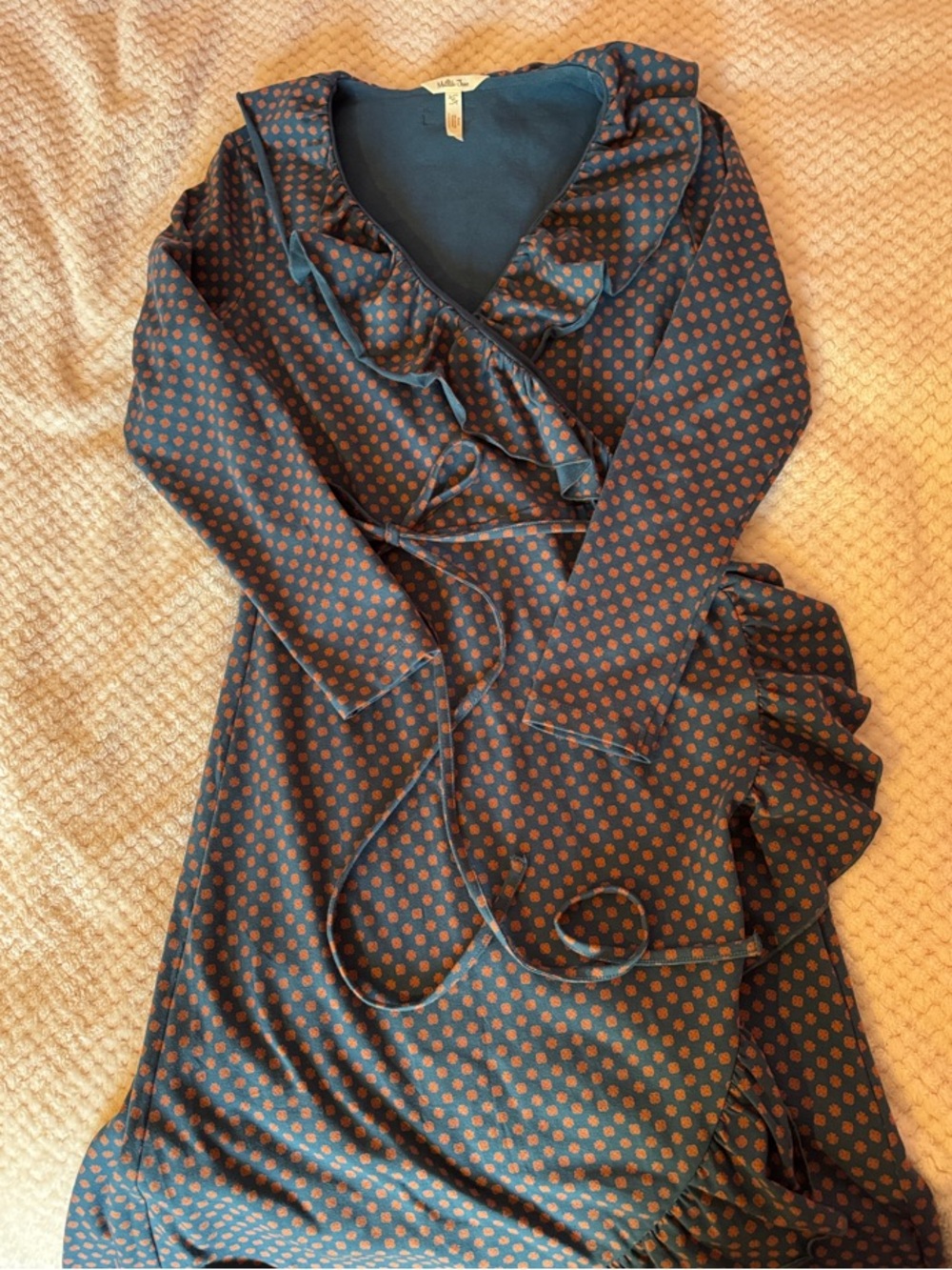 Matilda Jane Blue Dress with Rust Dot Trim